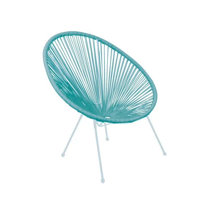 Πολυθρόνα ACAPULCO Μεταλλική Άσπρη, Plastic Rattan Μπλε 74x80x84cm