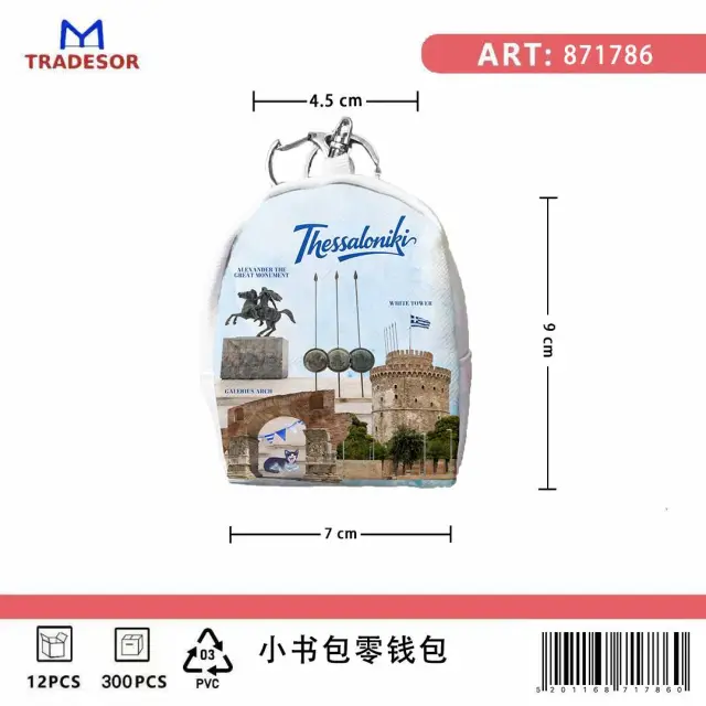 Πορτοφόλι Souvenir μπρελόκ mini - Σετ 10pcs - PVC - Thessaloniki - 7*9*4.5cm - 871786 2