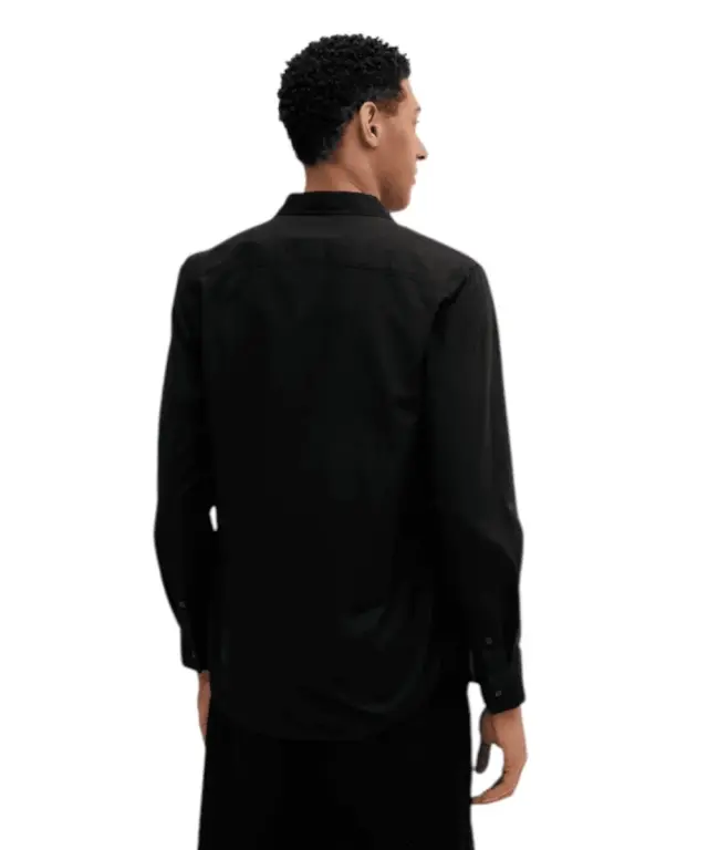 Calvin Klein Jeans - Ανδρικό Πουκάμισο Μακρυμάνικo Solid Oxford Classic Fit LV140EM125-UB1 Μαύρο - M 2