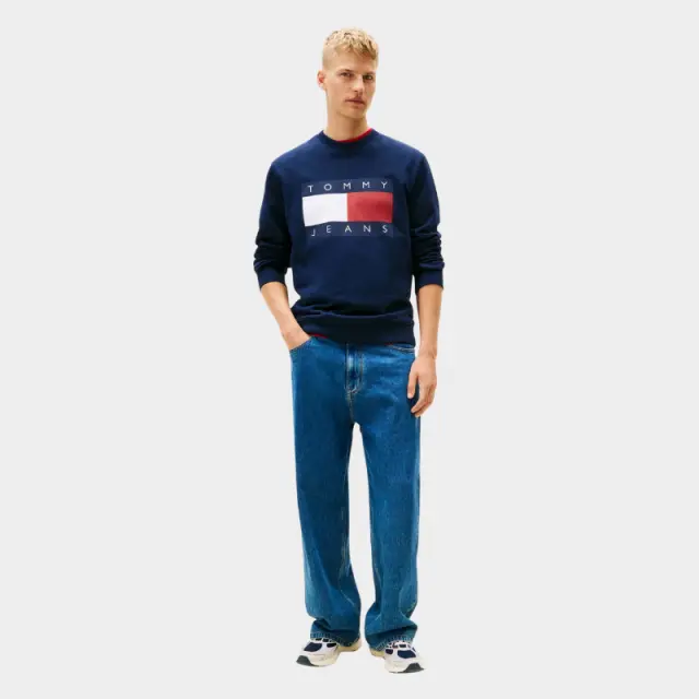 Tommy Hilfiger - Ανδρικό Φούτερ Big Flag Regular Fit DM0DM22643-C1G Μπλε Σκούρο - 2XL 2