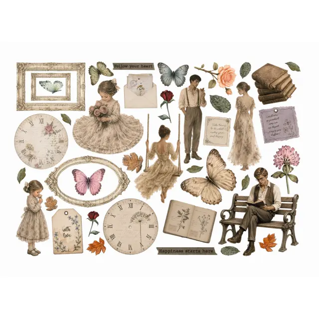 Αυτοκόλλητα Die Cuts-Ephemera Stamperia, Flowers and Poems 2