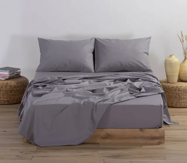 Σεντόνι Μεμονωμένο Με Λάστιχο Βαμβακερό Basic L. Grey Σε 5 Διαστάσεις Nef-Nef 180x200+35