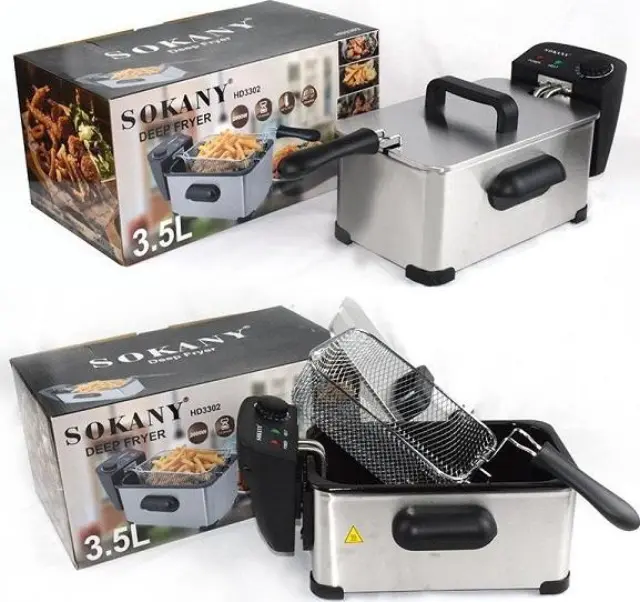 Sokany HD-3302 Φριτέζα Λαδιού με Αποσπώμενο Κάδο 3.5lt Ασημί 3