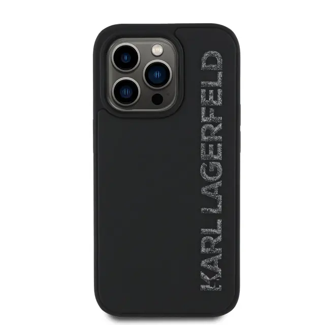 Karl Lagerfeld 3D Rubber Glitter Logo Case for iPhone 14 Pro Black 3