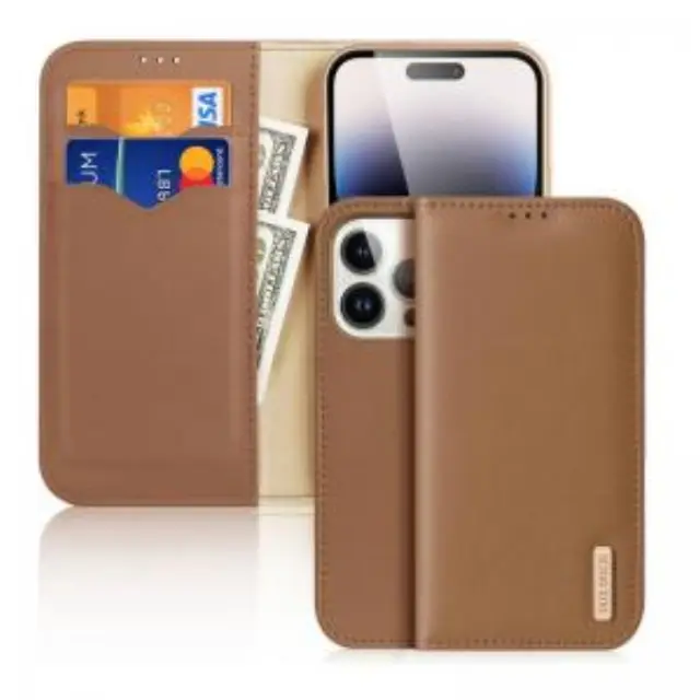 Θήκη Δερμάτινη Dux Ducis Apple iPhone 15 Pro Max Hivo RFID Wallet Καφέ N63072 3