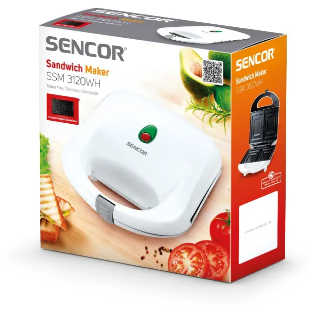 Τοστιέρα 2 Θέσεων Sencor SSM 3120WH Λευκή 2