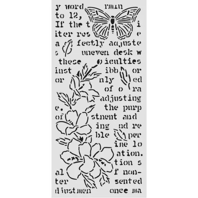 Thick Stencil Stamperia 12x25cm, Secret Diary, Πεταλούδες και λουλούδια