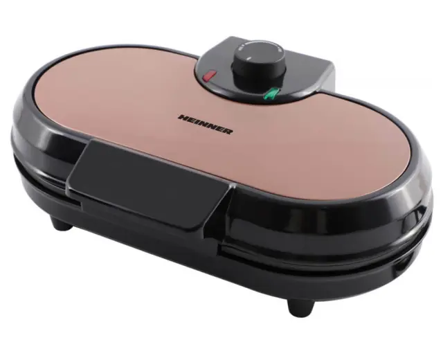 Βαφλιέρα Heinner Copper Crown HWF-1000CR με ισχύ 1000W, Αντικολλητικές πλάκες και 2 θέσεις ψησίματος HWF-1000CR