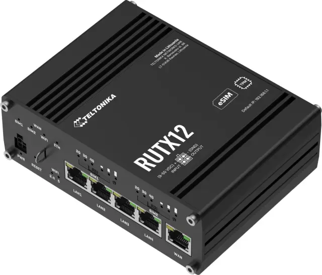 Teltonika RUTX12 Industrial cellular LTE Router, GPS, BT (RUTX12200000)