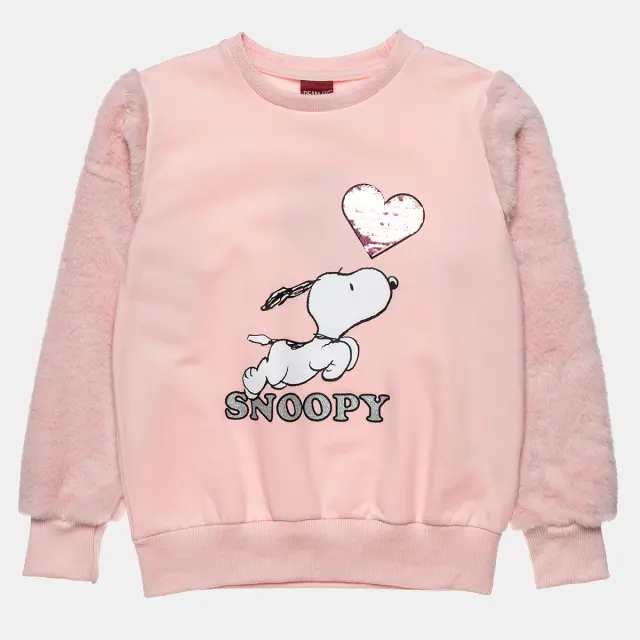 Σετ φόρμας φούτερ Snoopy με λεπτομέρειες απο οικολογική γούνα 2