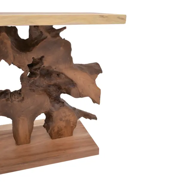 Κονσόλα Nasiol Inart teak ξύλο σε φυσική απόχρωση 120x40x75εκ 2