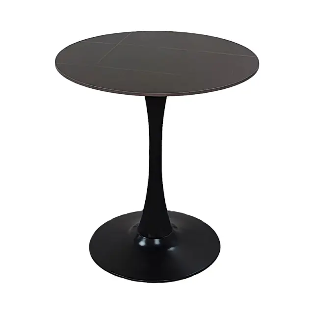 Τραπέζι Balou I pakoworld sintered stone σε μαύρο μαρμάρου Φ70x74εκ
