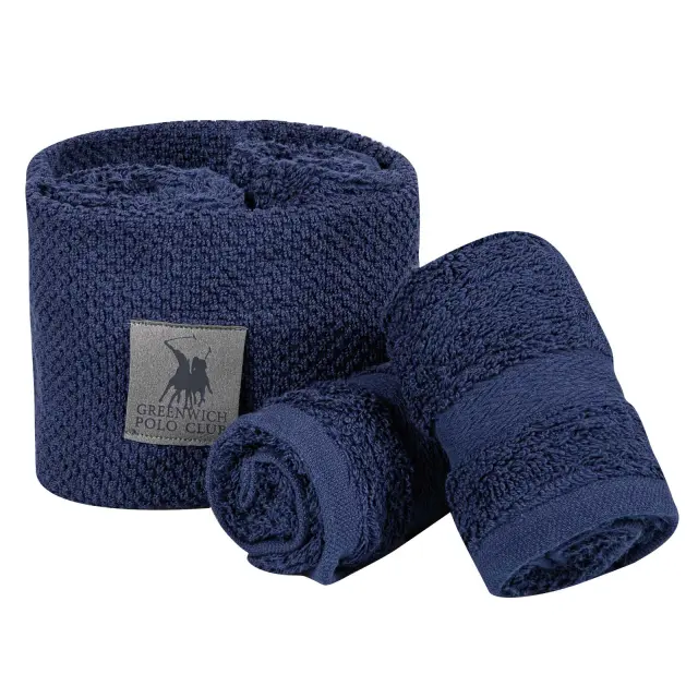 Σετ 4Τ Λαβέτες 30x30 Σε Καλαθάκι Essential Greenwich Polo Club 4108 Navy Blue 100% βαμβακερό
