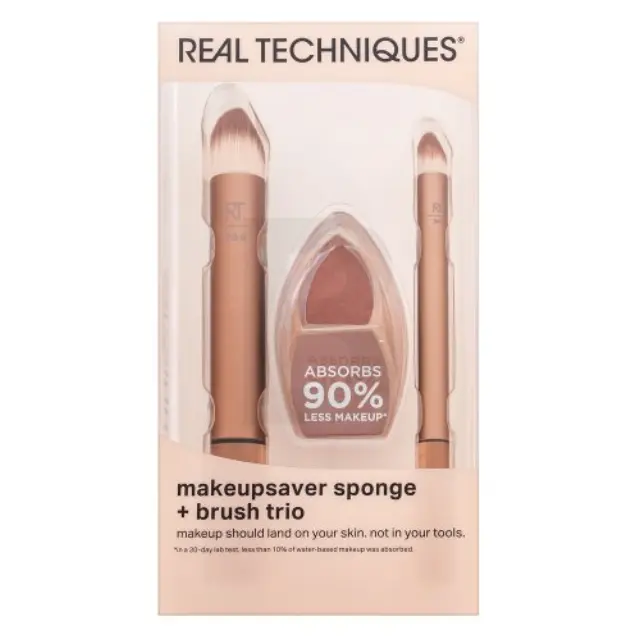 Real Techniques Makeupsaver Sponge + Brush Trio Brush Set
