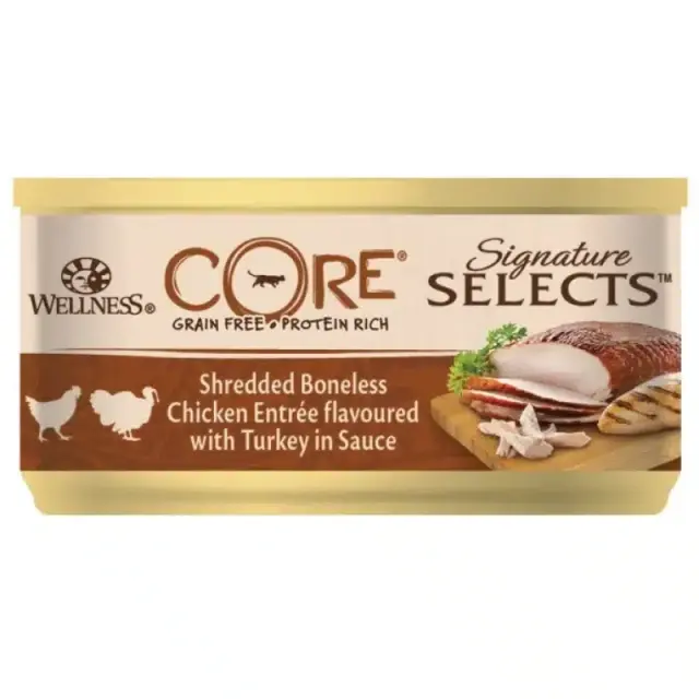Wellness Core Signature Selects Ψιλοκομμένες Λωρίδες Κοτόπουλο & Γαλοπούλα Σε Σάλτσα 79gr Μονόχρωμο