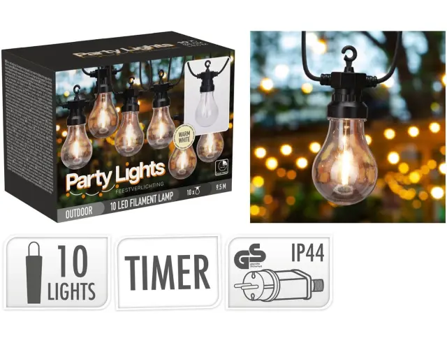 Διακοσμητικός Φωτισμός 10LED με χρονοδιακόπτη - 9.5 Μέτρα - Θερμό Λευκό LE2200220 3