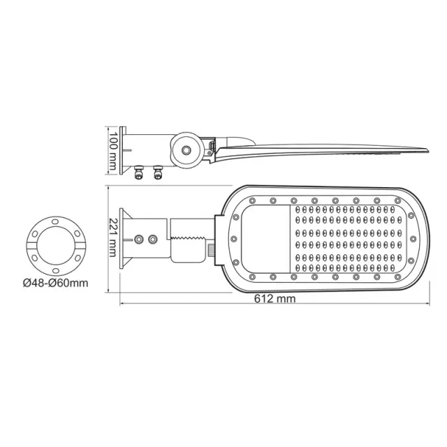 LED ΦΩΤΙΣΤΙΚΟ ΟΔΙΚΟΥ ΓΚΡΙ 230V AC 100W 4000K 14000LM140x90˚ CLASS I IP66 / NORD10040 3
