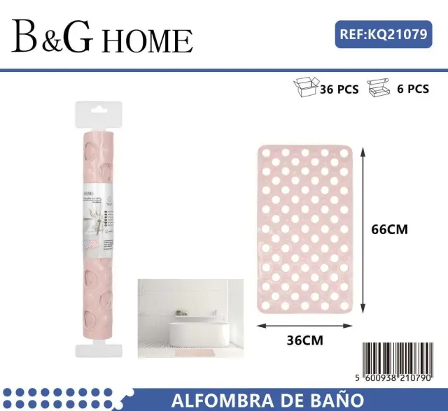 Αντιολισθητικό πατάκι μπάνιου - M0826 - 36x66cm - Light Pink - 21079 2
