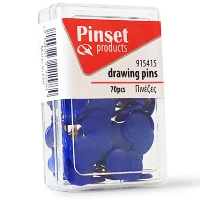 Πινέζες Pinset 70τεμ Μπλε