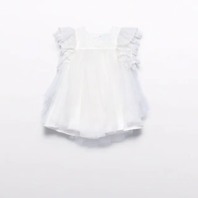 Baby 6 μηνών έως 4 ετών Φόρεμα τούλι κέντημα δαντέλα κρεμ