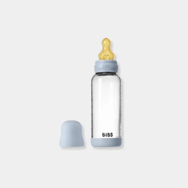 BIBS Γυάλινο Μπιμπερό 240ml Με Θηλή Latex Baby Blue