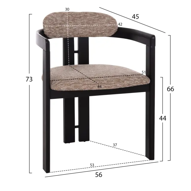 ΠΟΛΥΘΡΟΝΑ ΤΡΑΠΕΖΑΡΙΑΣ FB918247.02 ΚΑΦΕ ΥΦΑΣΜΑ--PLYWOOD ΣΕ ΜΑΥΡΟ 56x45x73Υεκ 2