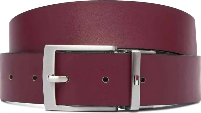 Tommy Hilfiger Ανδρική Μεσαία Ζώνη Διπλής Όψης Adan Rev 3.5 Pebble Μαύρο/Μπορντώ 90cm 2