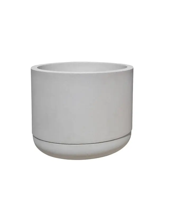 Γλάστρα Japi Match Cylinder Με Πιάτο Burnt Cement JCMC57