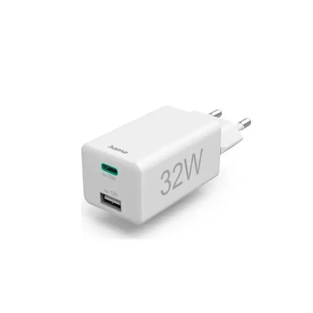 Hama Φορτιστής mini 32W PD/QC 1x USB-C 1x USB-A White (201691)