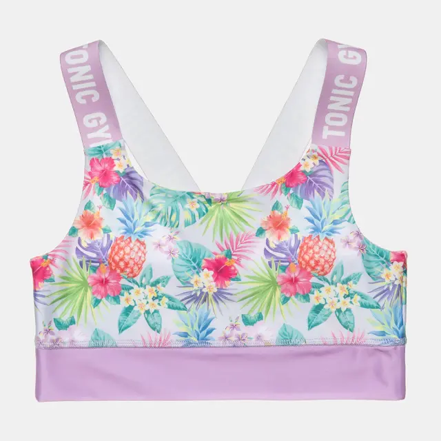 Σετ Gym Tonic crop top με κολάν σε tropical pattern 2