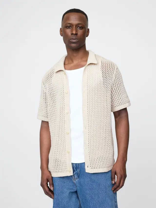 Mesh Πλεκτό Πουκάμισο Beige