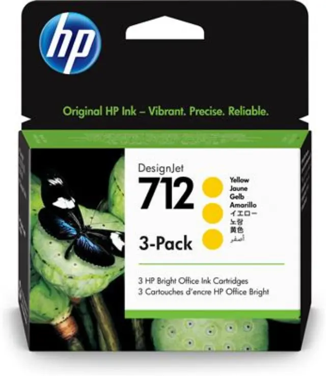 HP 712 Γνήσιο Πακέτο 3 Μελανιών Εκτυπωτή InkJet Κίτρινο (3ED79A)
