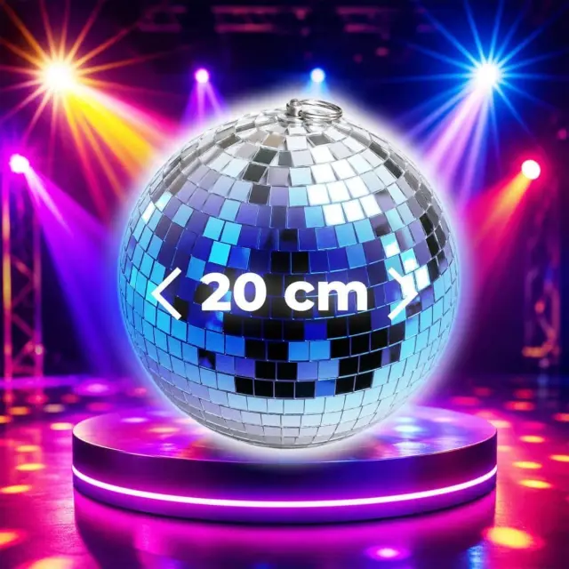 LIGHT4ME MB 20 mirror disco ball silver 20 cm ceiling hanging loop for stage decoration 2