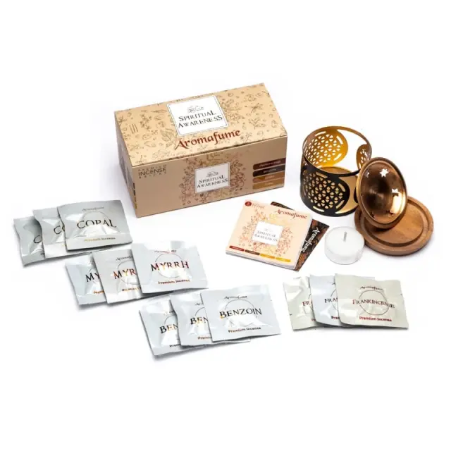 Gift Set Spiritual Awareness: Kαυστήρας Θυμιαμάτων Flower of Life + 12 Κύβοι Θυμιάματος 2