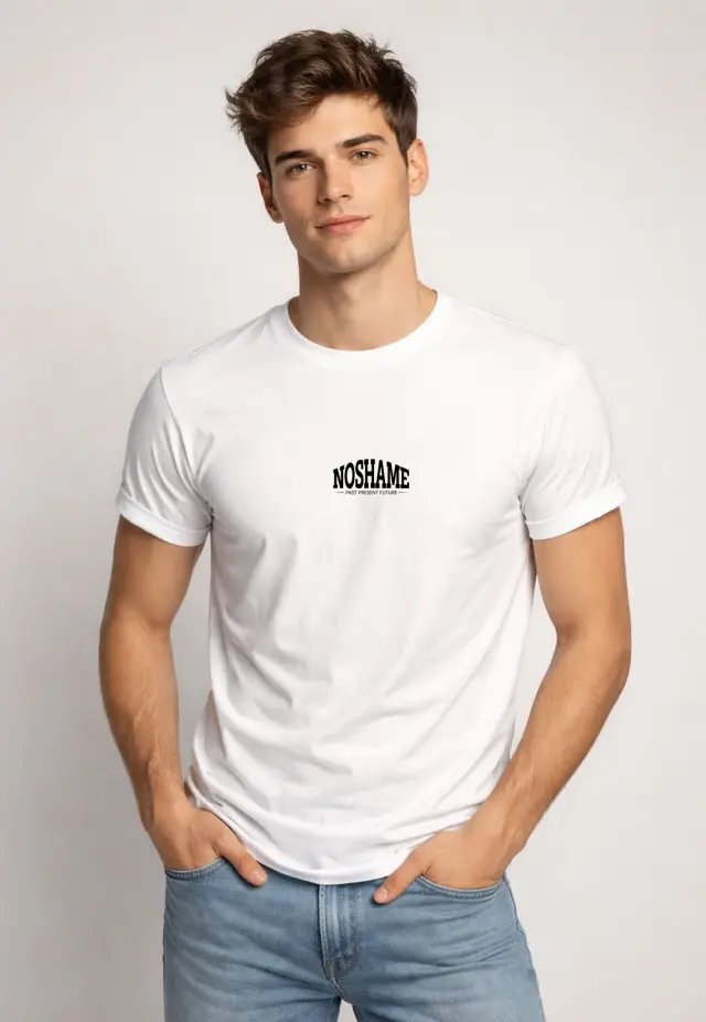 T-shirt Noshame® Λευκό με τύπωμα - 152661 - XXL