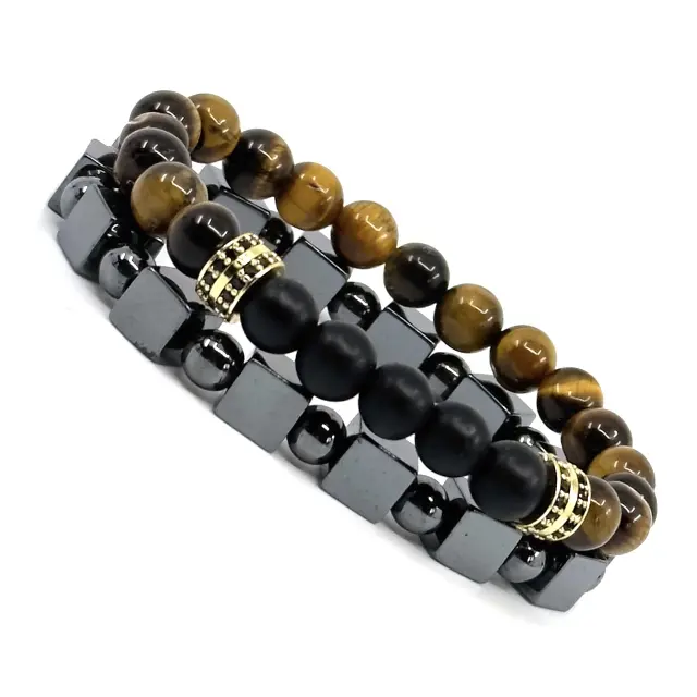 Tiger Eye Ελαστικό Βραχιόλι με Πέτρες και Ατσάλι 3