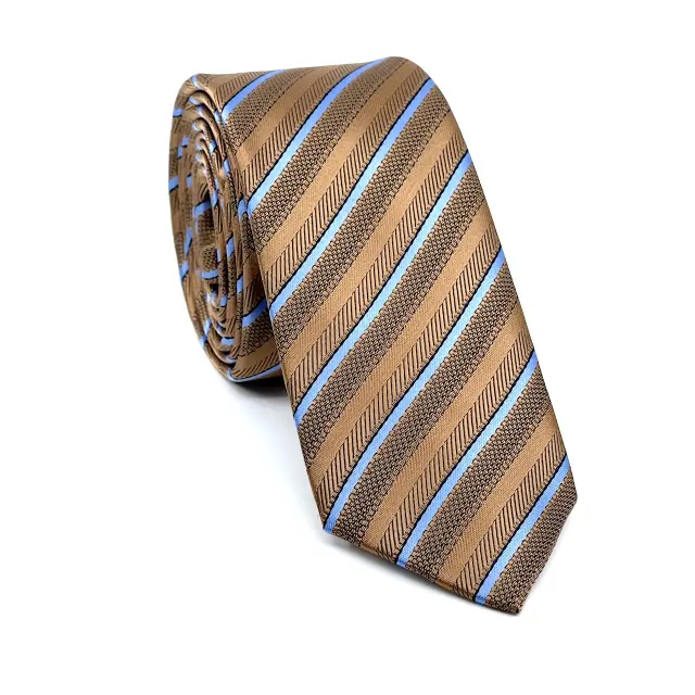 Camel Καρό Γραβάτα Microfiber Σετ με Μαντήλι 3