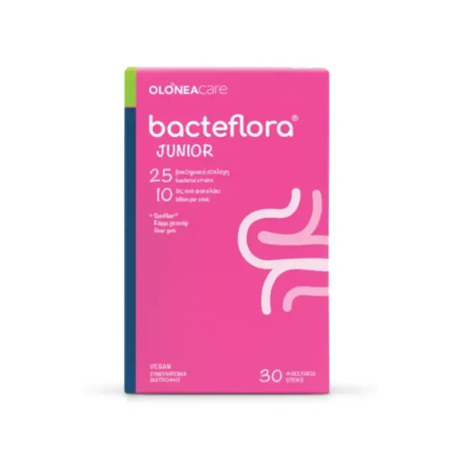 Olonea Bacteflora Junior Φιλικά Βακτήρια Ειδικής Σύνθεσης Πολλαπλών Στελεχών για Παιδιά σε Σκόνη με Ουδέτερη Γεύση 30 Φακελίσκοι