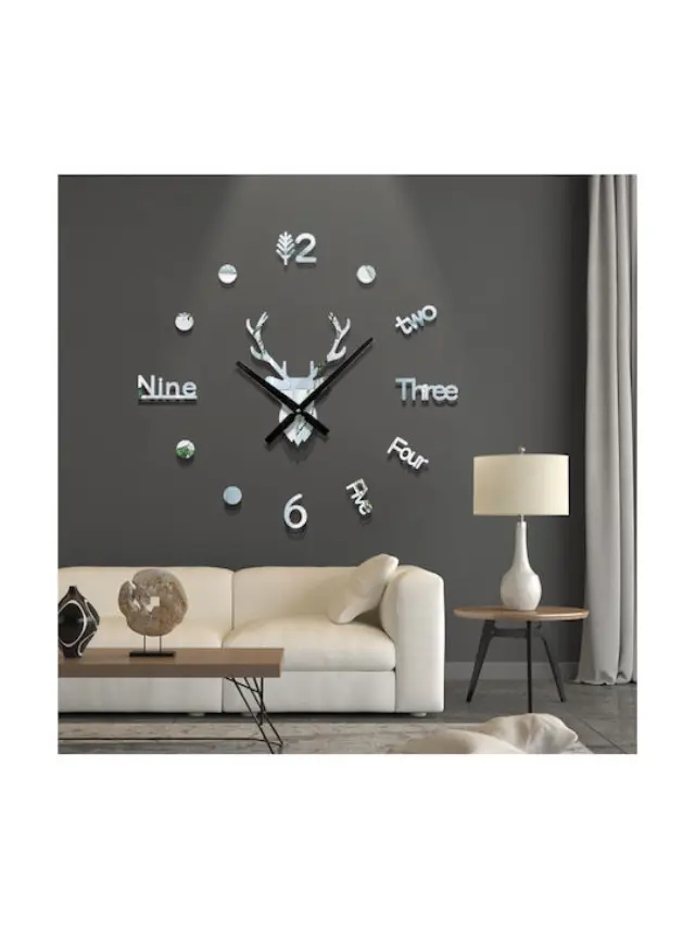 Μεγάλο ρολόι τοίχου 3D - Stickers mirror DIY large wall clock 70-120cm ΑΣΗΜΙ