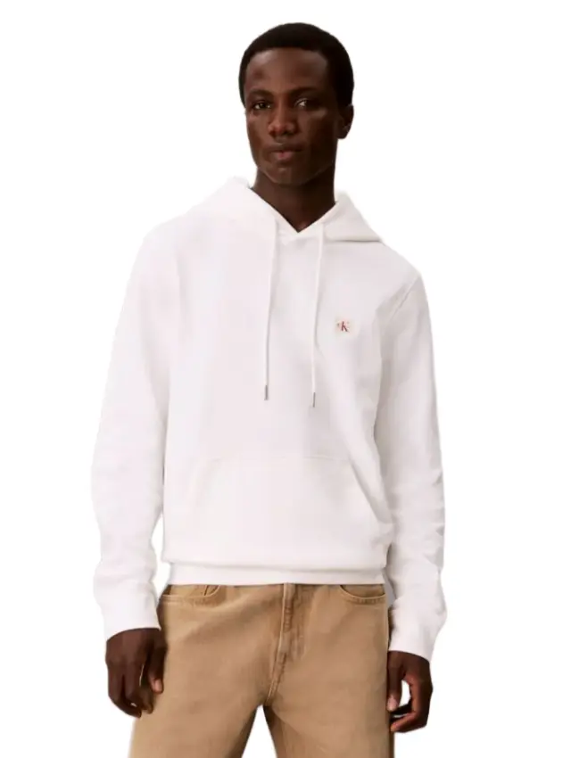 Calvin Klein - Ανδρική Μακρυμάνικη Φούτερ French Terry Woven Label Hoodie LV04RG269G-YAF Λευκό