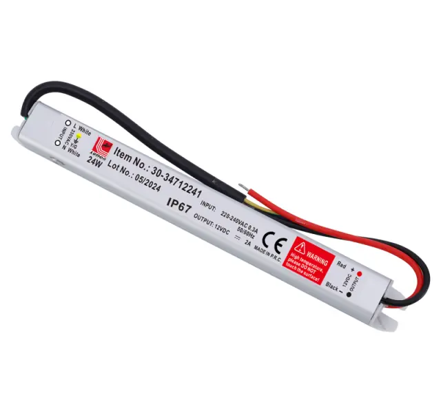 ΤΡΟΦΟΔ. ΣΤΕΝΟ ΓΙΑ ΤΑΙΝΙΕΣ LED 240V/12VDC 24W IP67 178*18*18
