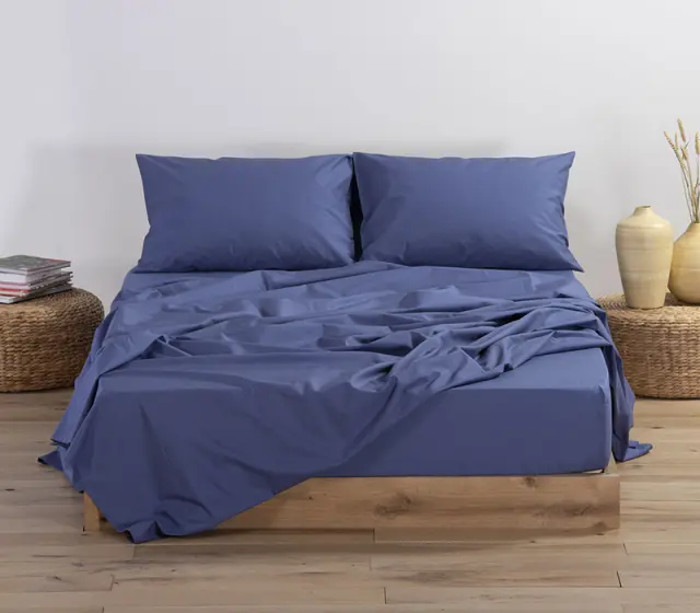 Σεντόνι Μεμονωμένο Με Λάστιχο Βαμβακερό Basic Indigo Σε 4 Διαστάσεις Nef-Nef 140x200+30