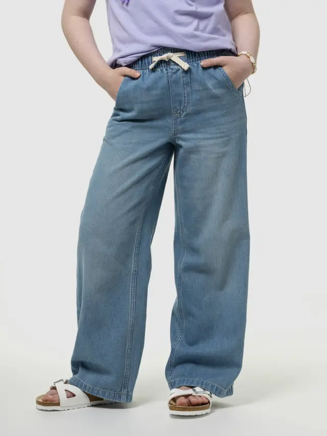 Παιδικό High Rise Wide-Leg Pull-On Τζιν Παντελόνι medium wash