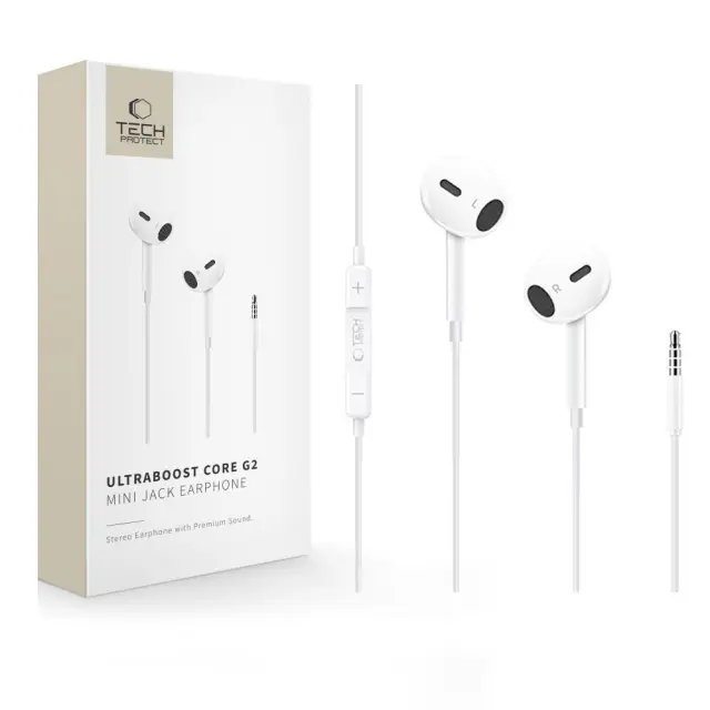 Tech-Protect® UltraBoost Mini Jack Earphone (G2)-White