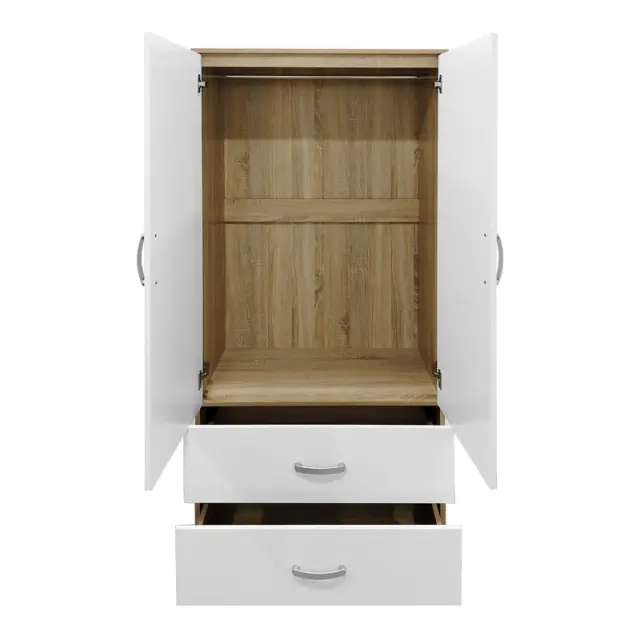 Ντουλάπα εξάφυλλη Athos pakoworld sonoma-λευκή 240x42x180εκ 2