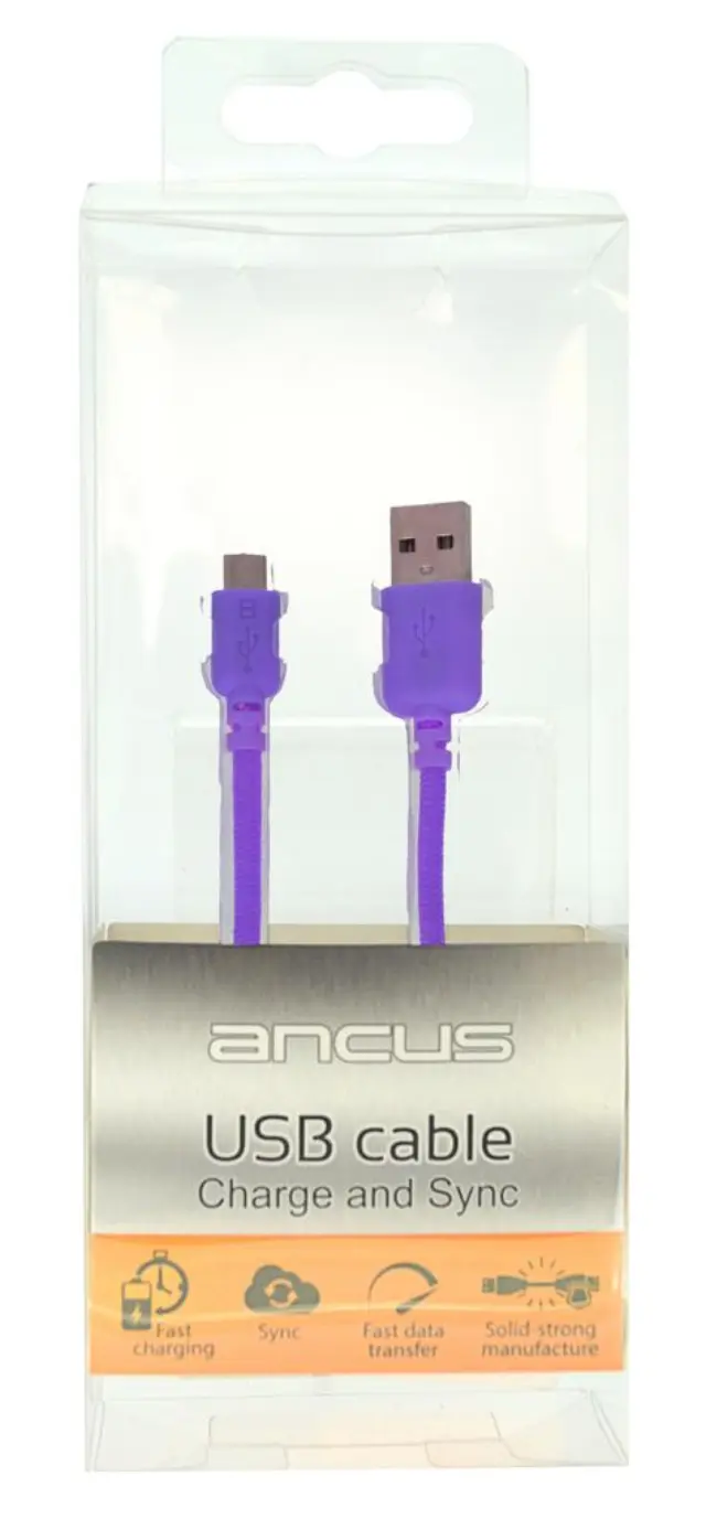 Καλώδιο σύνδεσης Ancus USB σε Micro USB με Ενισχυμένες Επαφές Braided Μώβ 1m 3