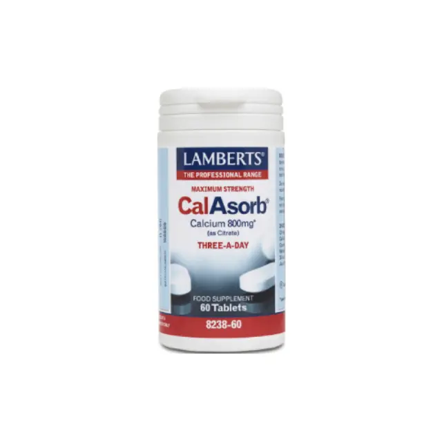 Lamberts CalAsorb Calcium (as citrate) 800mg Ασβέστιο Υψηλής Απορρόφησης, 60 ταμπλετες