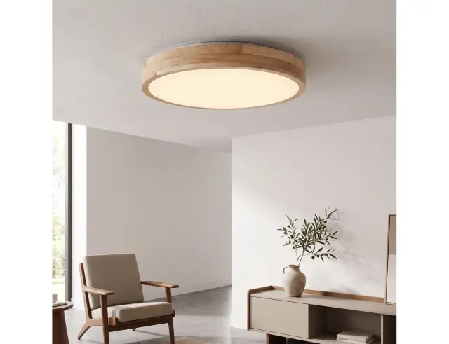 Φωτιστικό Οροφής Απλίκα Slimline Brilliant, με λαμπτήρα LED και διαστάσεις 34x34x3.6cm - Απόχρωση Ξύλου