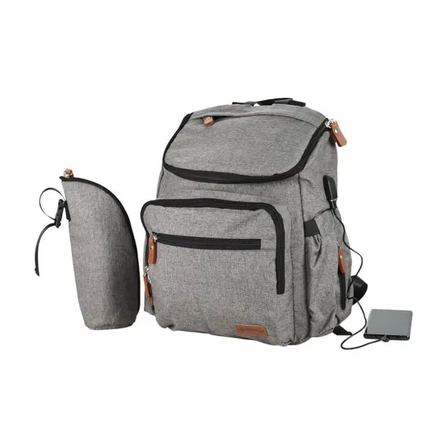 Τσάντα Αλλαξιέρα Πλάτης Bebe Stars με USB Grey 590-186