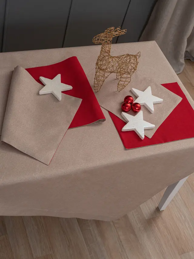 Τραπεζομαντηλο Christmas Collection 140X18 CD01 με λάστιχο 0 140X180 BEIGE